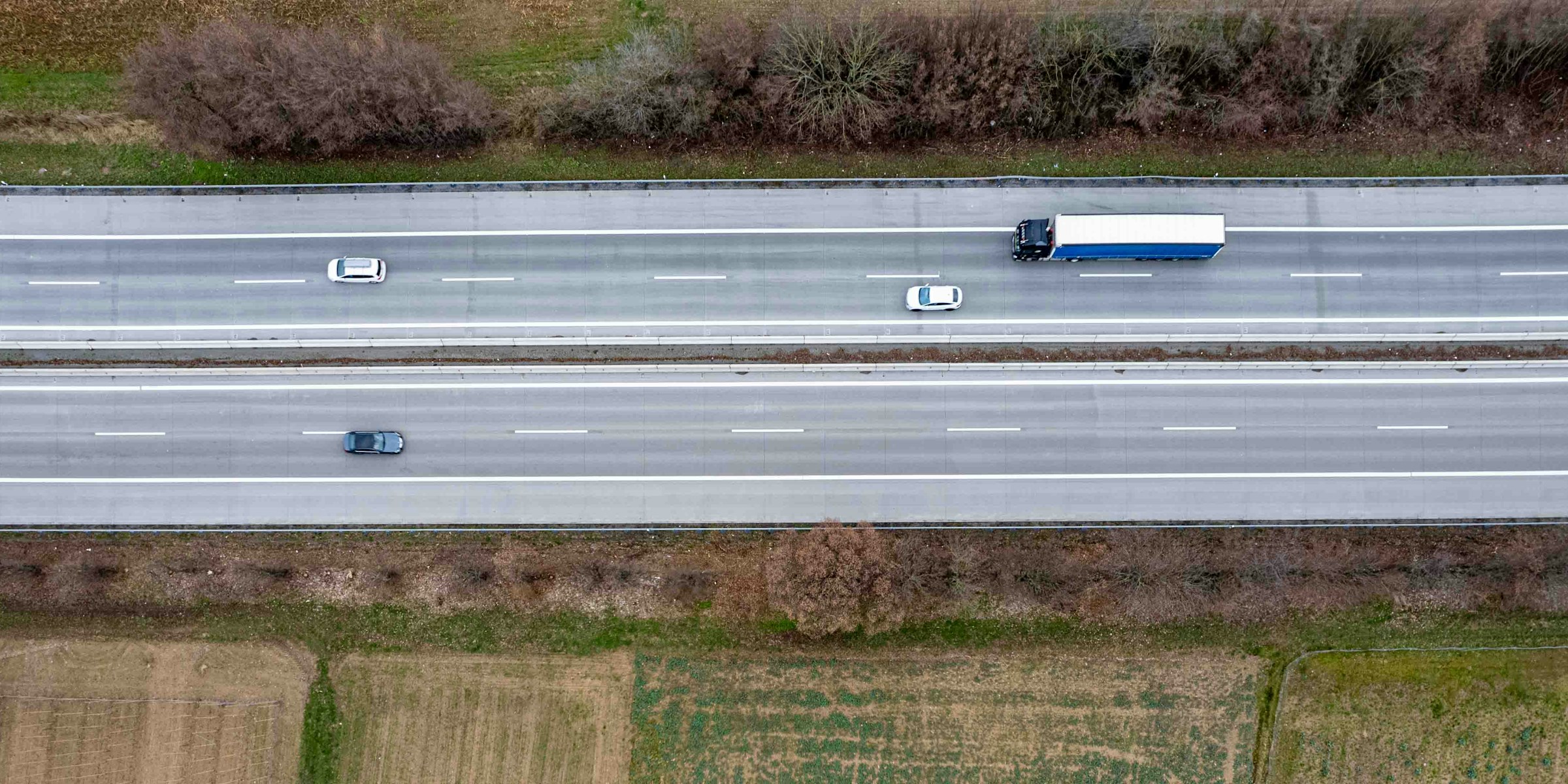 Fleet trucks on the highway route network